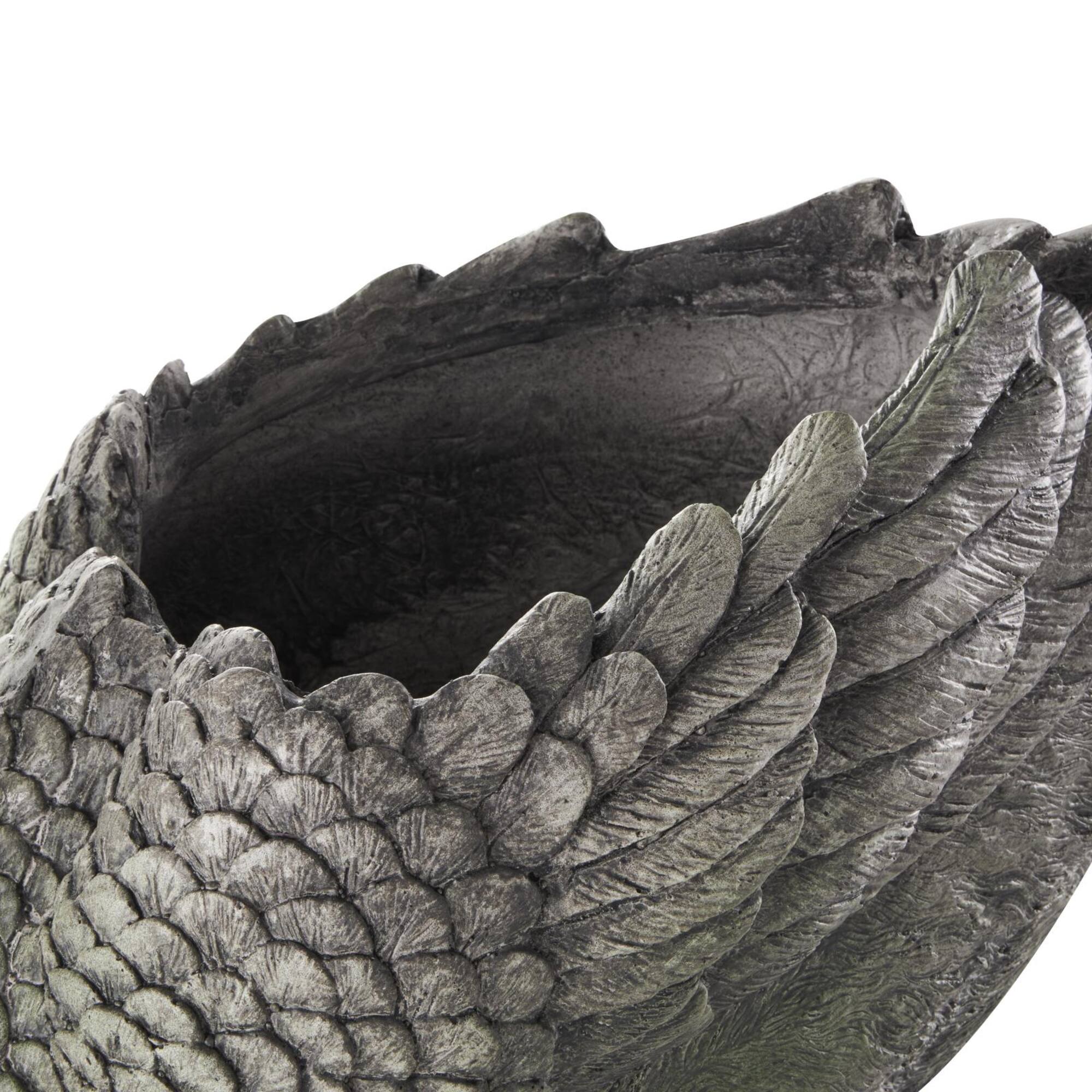 23" Gray Swan Textured Planter with Patina Accents